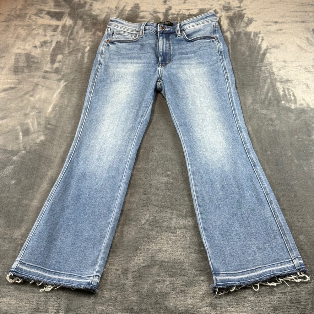Judy Blue Slim Boot High Rise Raw Hem Jeans Light Wash JB88626 Size 11/30